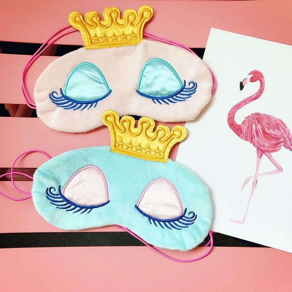 Cute Eyes Cover Crown Style Travel Sleeping Blindfold Shade Eye Mask (Color:Light blue,Pink)