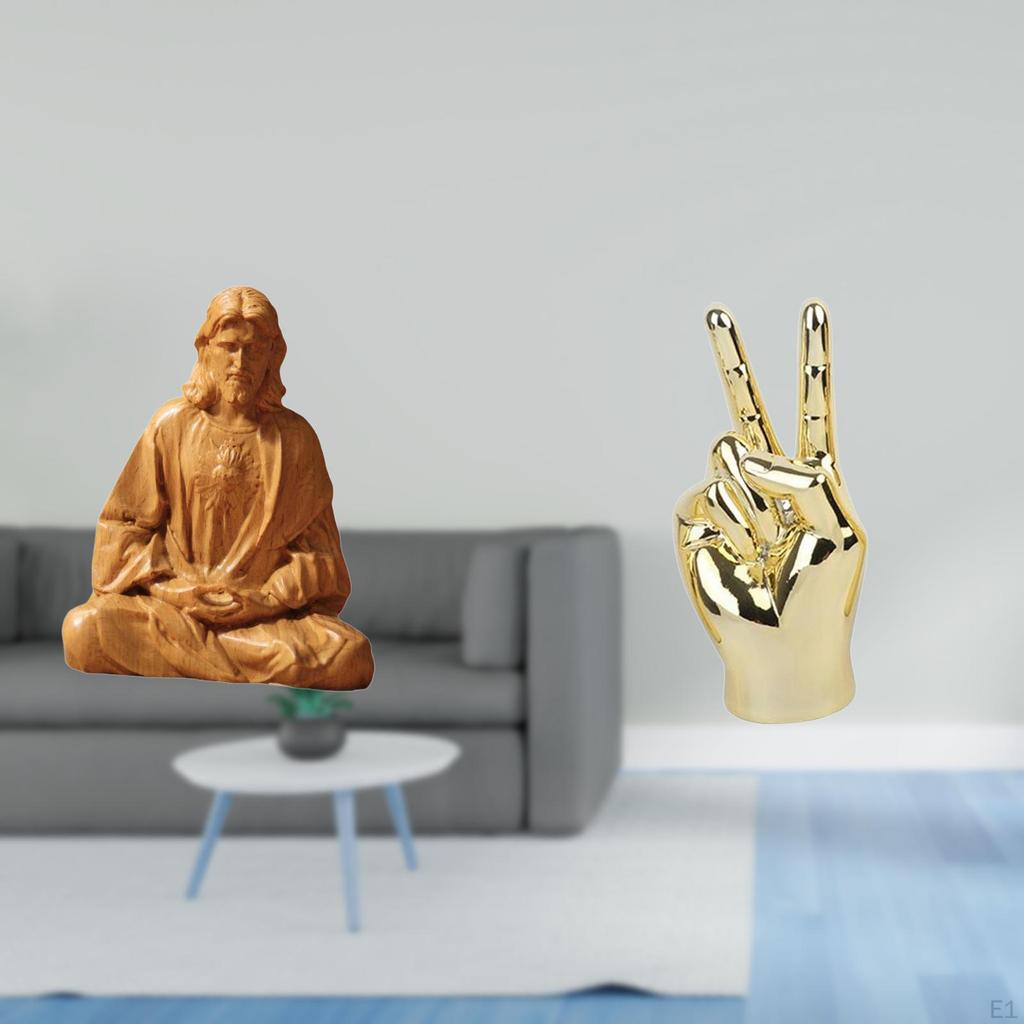 Sacred Heart Jesus Figurine Creative Hand Gesture Sculpture Collectible Statue for Home Office Desk