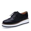 Women's Oxford Flats - Genuine Leather Wingtips Lace-Up Comfort Brogue Derby Patent Platform Casual Shoes for Spring Autumn