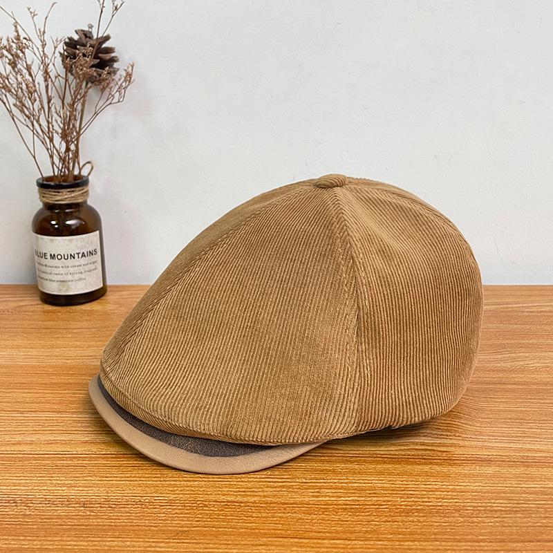 Women's Corduroy Newsboy Cap: Autumn/Winter British Retro Beret, Versatile Painter, Japanese Literary Duckbill Hat