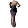 2026 New European and American Style Gradual Change Mesh Yarn Slim Hip Wrap Dress Thin Temperament Dress