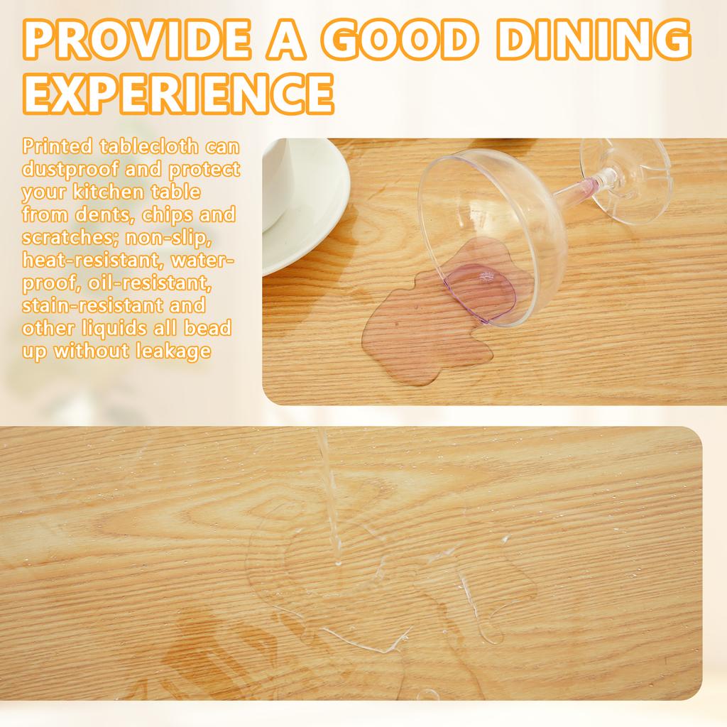 PVC Transparent Tablecloth Protector Waterproof Plastic Stain Resistant Table Protector Oil Proof Clear Heat-Resistant