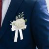 Elegant Ribbon Boutonniere with Clip - Stylish Suit Accessories for Special Occasions
