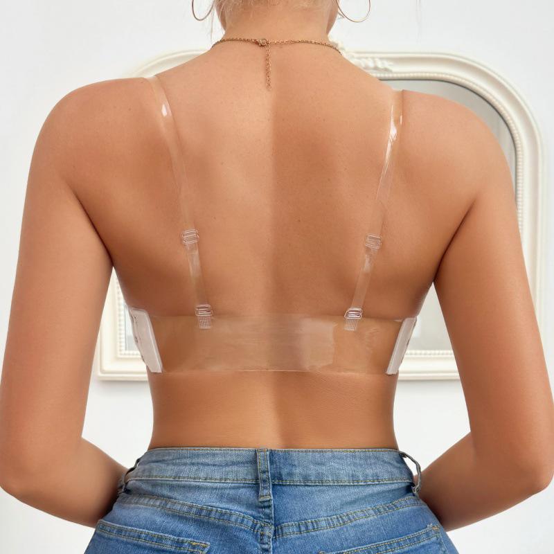 European & American Solid Color Bra with Detachable Transparent & Back Straps