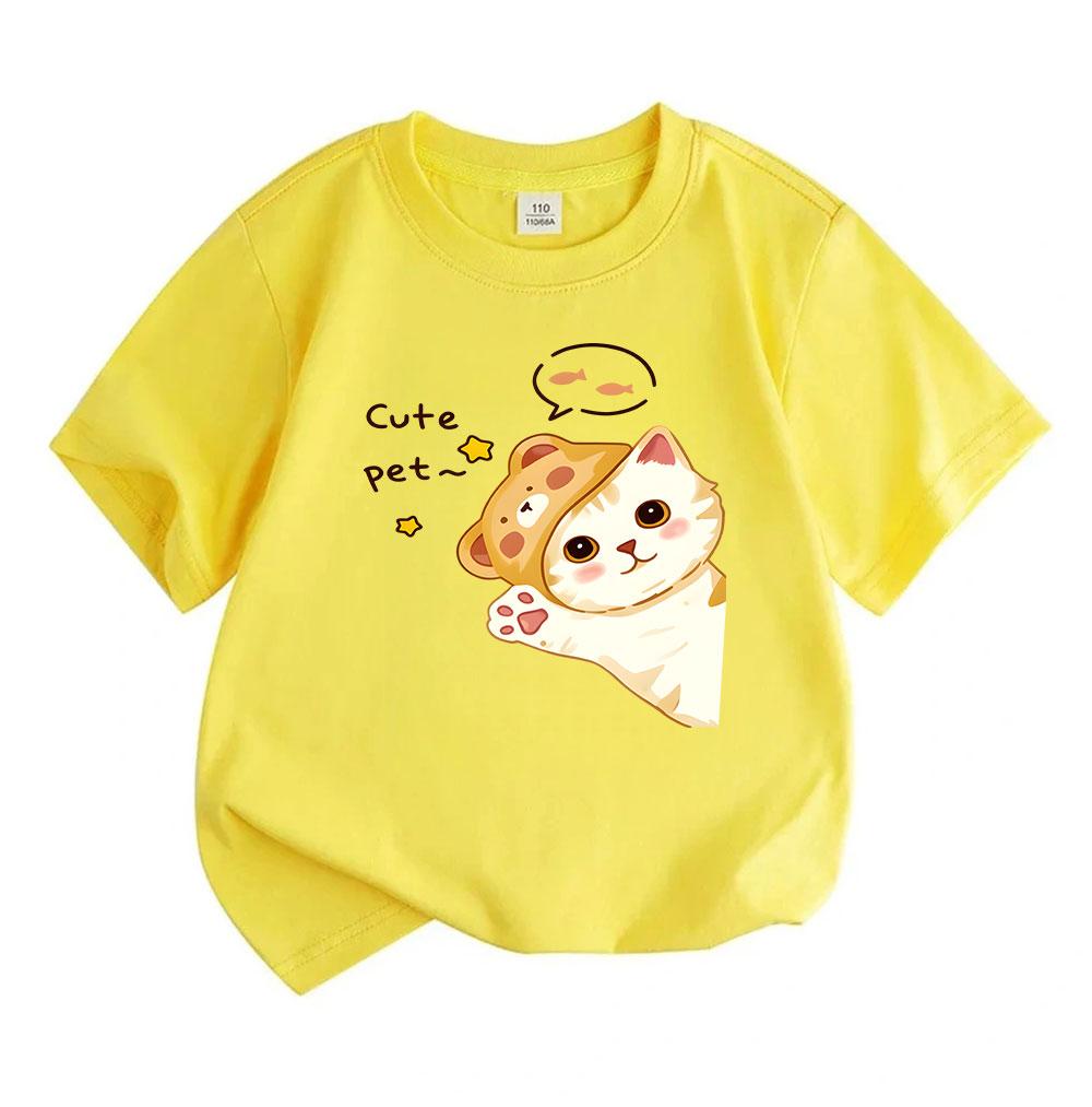 Kids Boys Girls 100% Cotton Crew Neck Short Sleeve T-Shirt,