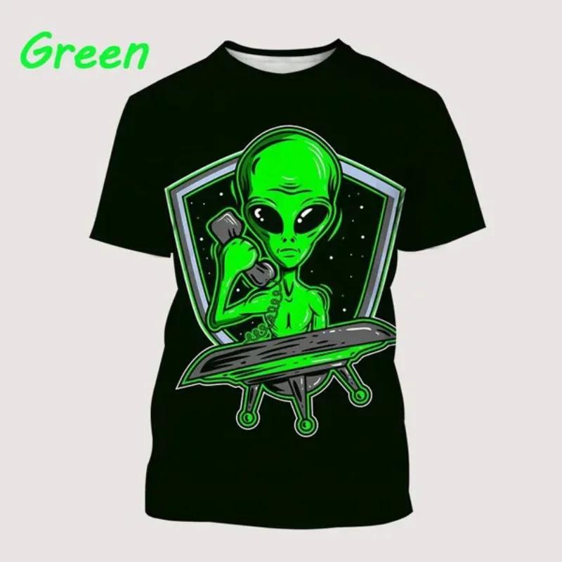 Mode Herrkläder Ny Rolig Alien 3D-tryck T-shirt Personlighet Hip-hop Street Unisex Oversized T-shirt Harajuku Toppar T-shirts