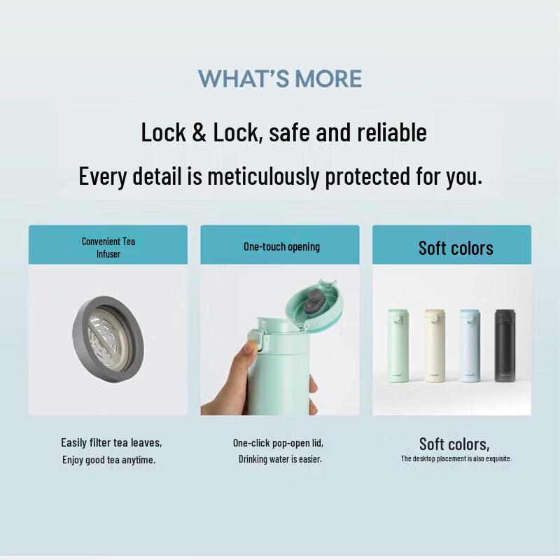 LOCK&LOCK Flow Light Pop-up Lid Stainless Steel Tumbler 450mL