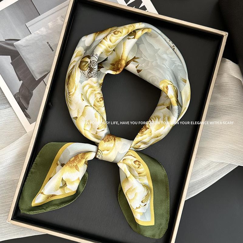 70 Square Scarf Neck Small Shawl New Fashion Silk Scarf High-end Decorative Temperament Scarf Headscarf Headband