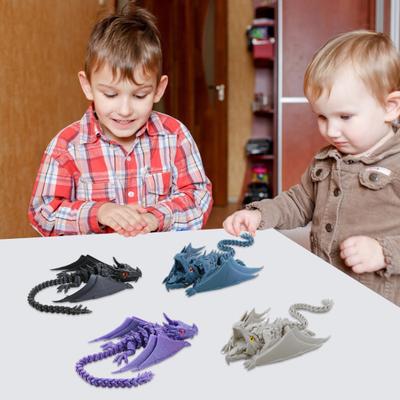 3D Printed Articulated Dragon with Wings Fidget Dragon Toy with Flexible Jaw Winged Dragon Desktop Pet for Home Office Decor Stress Relief