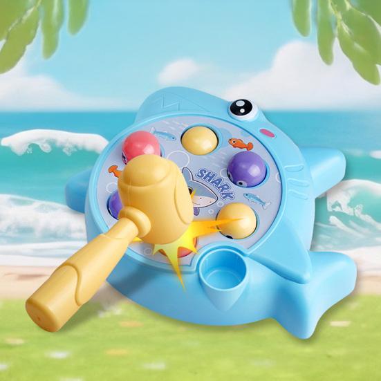 Kids Mole Tapping Toy with Hammer Cartoon Shark Rabbit Push Button Game Console Toddlers Boys Girls Educational Push Button Toy