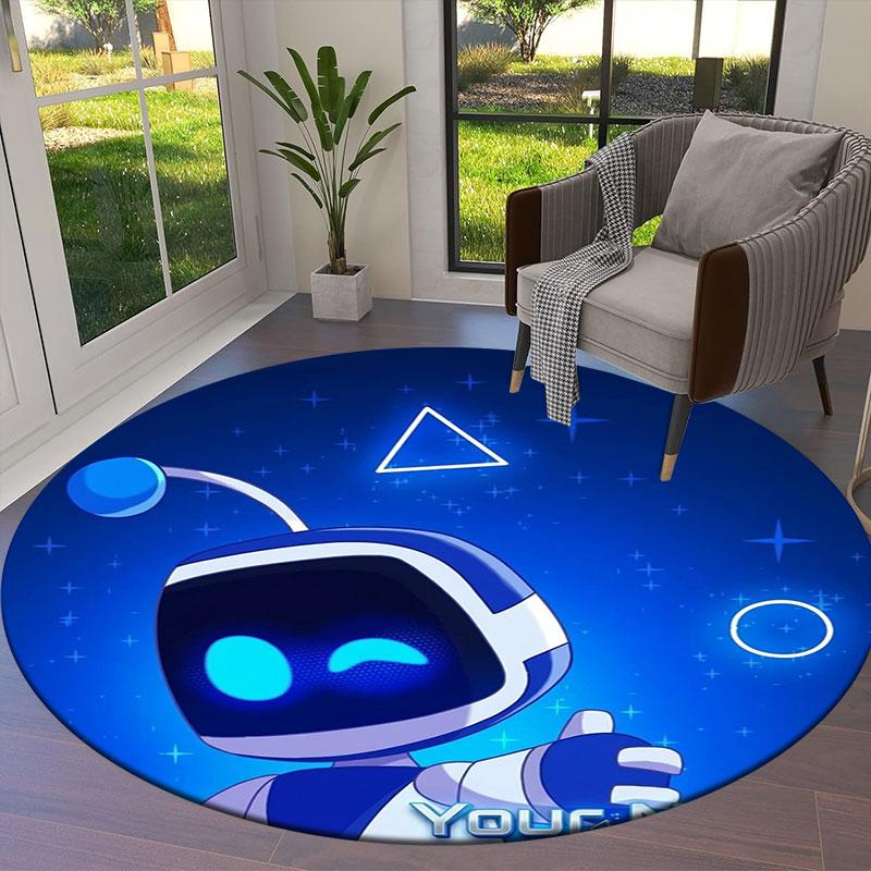 ASTRO BOT Custom Name Round Area Rug,Carpet Rug for Living Room Bedroom Sofa Playroom Decor,Non-slip Floor Mat