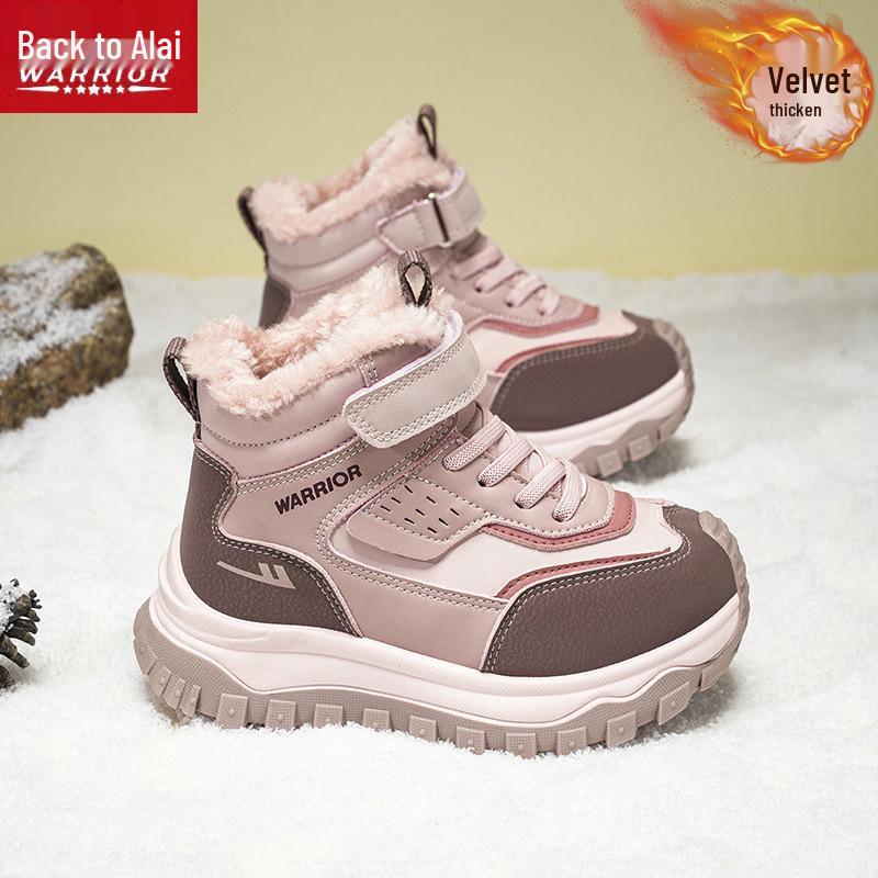 

HuiLi Kids Martin Boots: Girls & Boys Winter Velcro Snow Boots, Velvet-Lined for Warmth Size 38