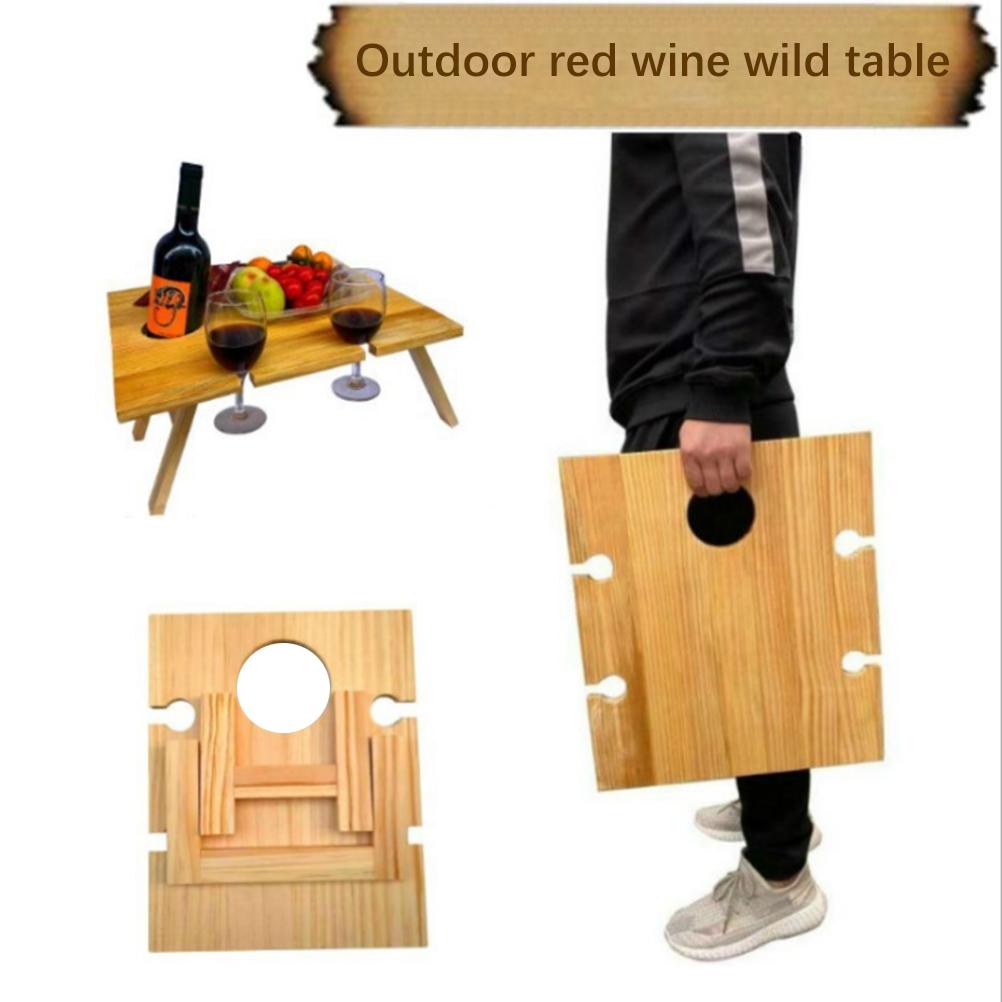 Outdoor Wine Picnic Table Folding Portable Picnic Table and Cheese Tray with Stable Food