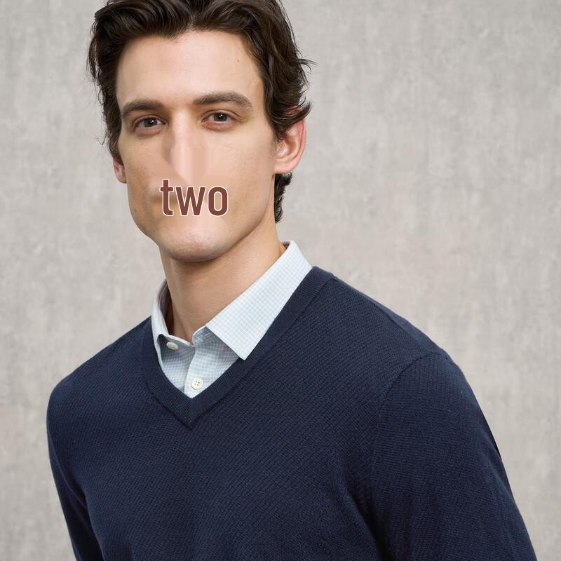 EMZ Ordos Men's 100% Wool V-Neck Sweater