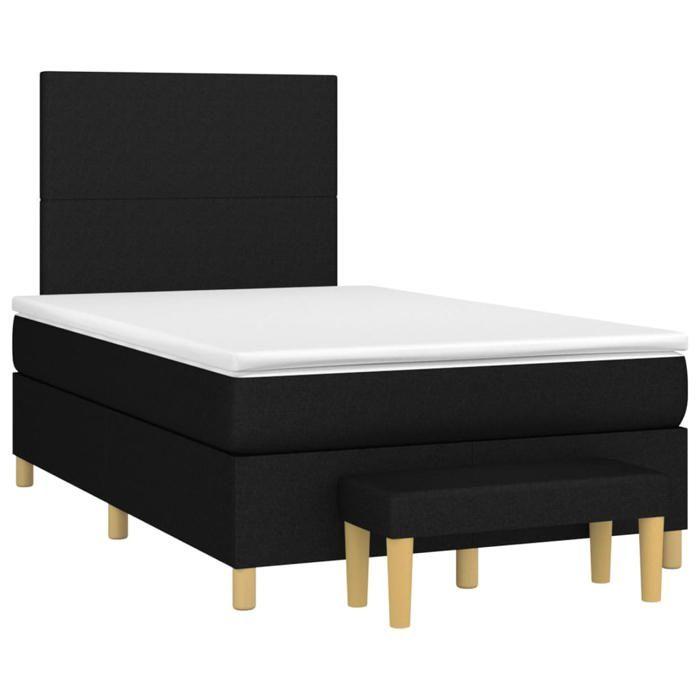 Maison Exclusive - Sommier à lattes de lit avec matelas Noir 120x200 cm Tissu