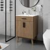 Gabinete de Banheiro de 24" com Cuba, Conjunto de Gabinete com Duas Portas de Armário com Fechamento Suave, Conjunto Moderno de Gabinete Único para Banheiro, Personalizado