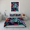 Colorful Zebra Floral Decor Soft Comfortable Duvet Cover Bedding Set Included 1*Duvet Cover & 2*Pillowcases, Gift