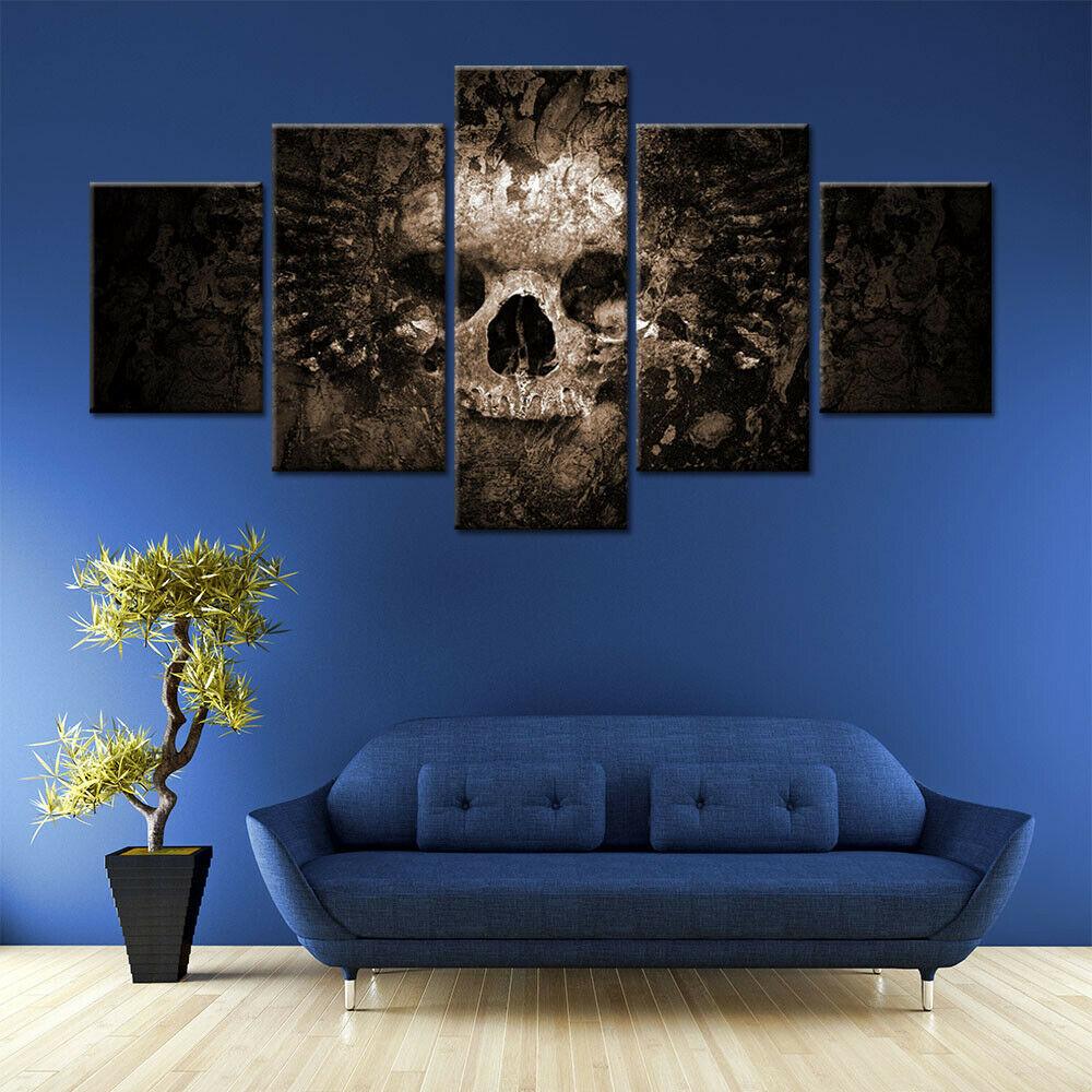 5Pcs Gothic Skull Abstract Canvas Picture Wall Art Decor Pictures Poster HD Print No Framed 5 Pieces Paintings Room Decor