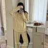 Pajamas Women's Autumn New Round Neck Pullover Long-sleeved Set Loose and Comfortable Elastic Loungewear Can Be Worn Outside Two-piece Set