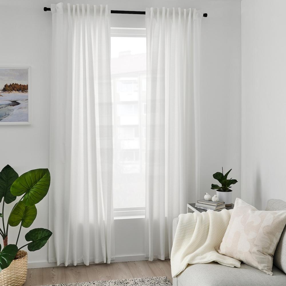 IKEA GUNNLAUG звукопоглощающая штора белый 145x250 см