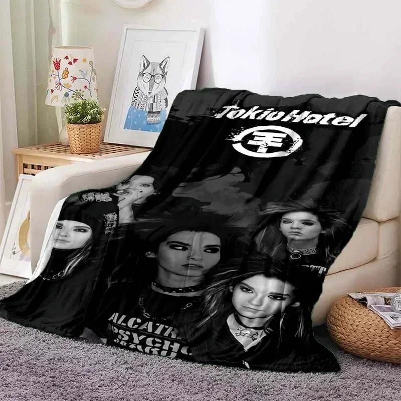 Tokio Hotel Band Retro Printed Blanket Warm Blanket Flannel Soft Comfort Blanket Home Travel Bedding Sofa Supplies Birthday Gift