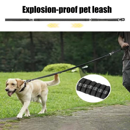 Heavy Duty Tactical Bungee Dog Leash Reflective No Pull Lead Rope with Double Handle And Frog Clip Nylon Training Leash for Medium Large Dogs