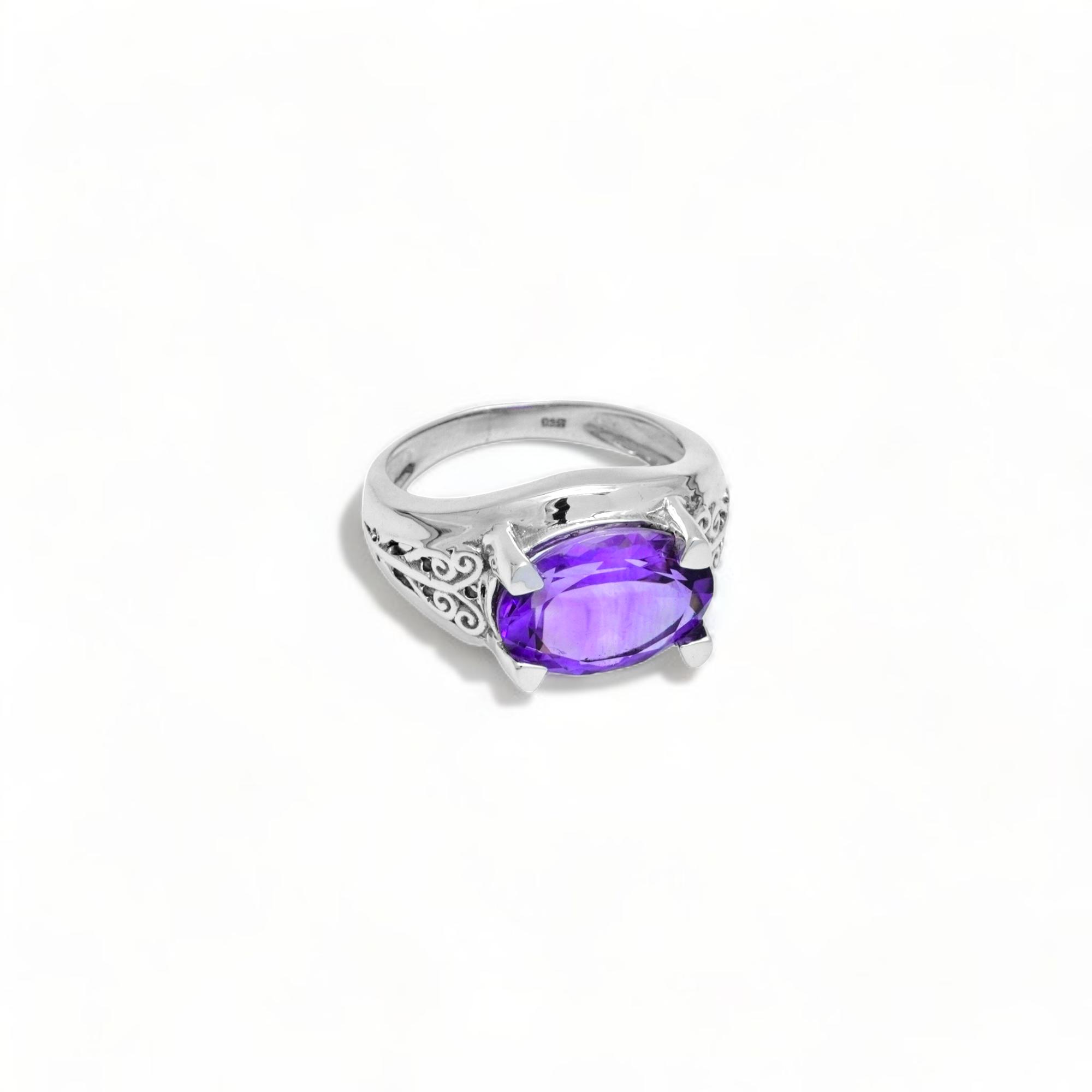 

Unique Silver Ring for Her, Amethyst Ring, Natural gemstone Ring for Her, Pure 925 Sterling silver Ring SSR329 US 12 фіолетовий