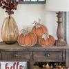 Wooden Fall  Decorations For Home Shelves Mantel Tabletop Decorative Pumpkins