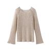 Women Sequins Pullover Hollow Out Knit Top Loose O-neck Long Sleeve Sweater Sweet Sexy Glitter Lady Shirts Spring Sumer