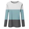 Women's Fashion Casual Long Sleeve Round Neck Jump Color Pullover Top Blouse