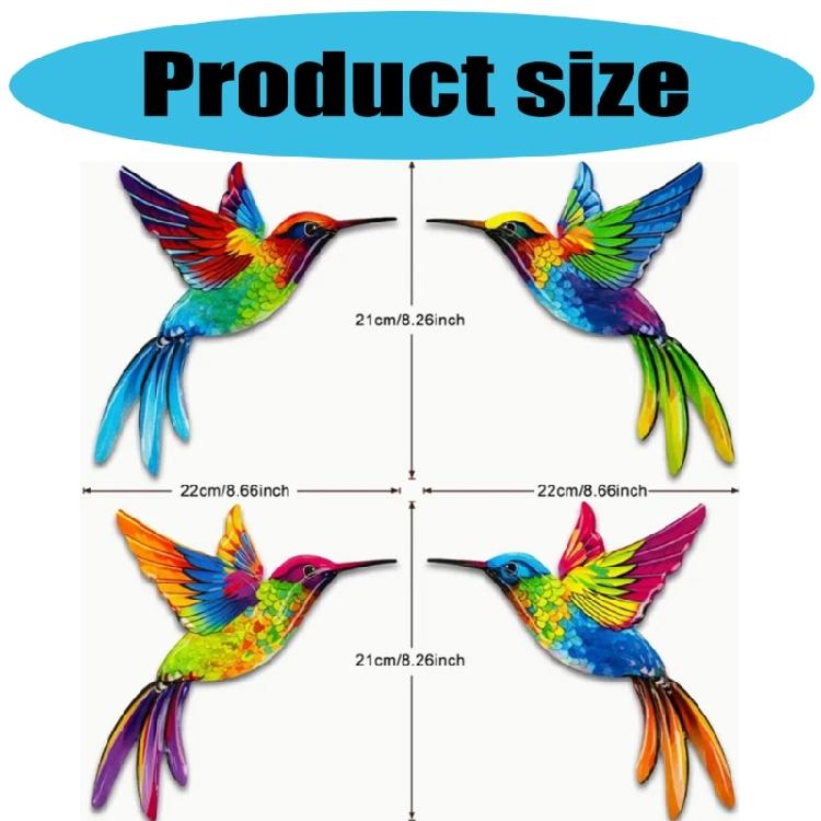 4Pieces Seasonal Wooden Hummingbirds Wall Sculpture Hanging Decors Home Office Decoration With Intricate Carving Detail
