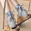 Heel Ribbon Bow Socks Children in Summer Thin Sweet Girl Lolita Socks Women Fried Dough Twists Pattern Tube Socks Absorb Sweat