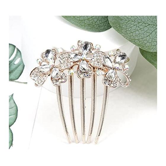 Sparkling Floral Hair Comb - Elegant Bridal Hair Accessory for Parties, Weddings, and Special Occasions (Purple)