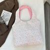 Contrast Color Double-sided Shoulder Pouch Lattice Tote Bag Casual Plaid Cloth Vest Pouch  Storage