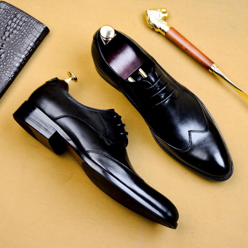 Fashion High Quality Handmade Oxford Dress Shoes Men Genuine Cow Leather Suit Shoes Footwear Wedding Formal Italian Shoes Hot Size 37-46