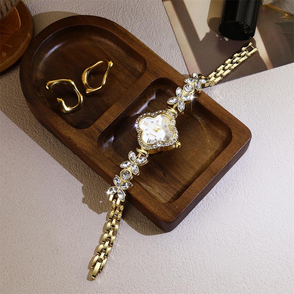 Fashion Clover Bracelet Quartz Watch Women's Colorful Gemstone Full Diamond Watch