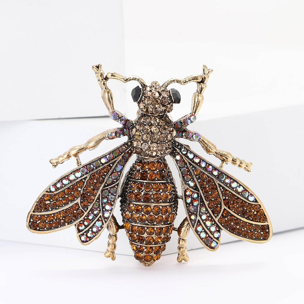 Stylish Rhinestone Bee Brooches for Women Unisex Crystal Glass Insect Pins Event Funny Luxury Gifts New Year Friends Decoration