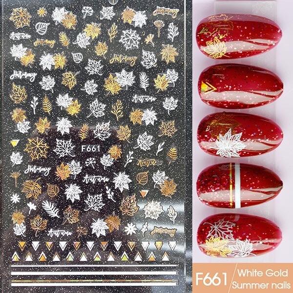 New Retro Nail Art Hot Stamping Stickers Embossed Flower Branches and Jade Leaves Nail Art Decorations