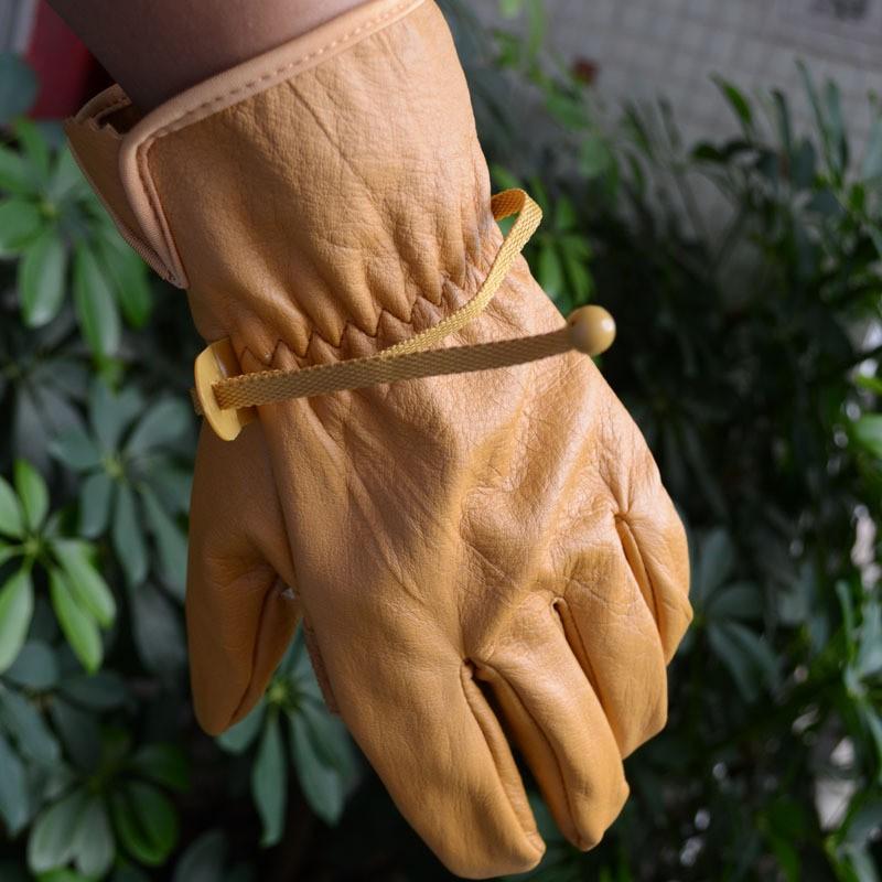Rindsleder Gartenhandschuhe Mit Touchscreen-Fingerspitzen Anti-Rutsch Vollfinger Arbeit Outdoor Pflanzen Beschneiden