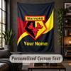 Personalisierte Wandtapisserie, Watford FC Benutzerdefinierter Text, Weiches Stoff-Wandbild für die Innendekoration