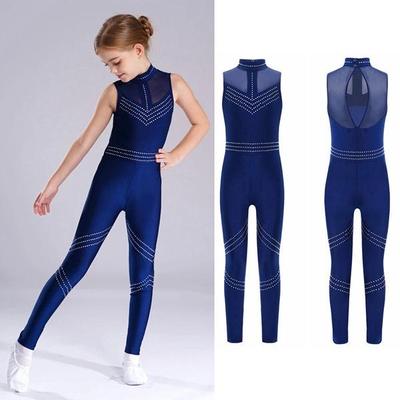 Barn Flickor Glänsande Strass Ärmlös Helkropps Balettdans Gymnastik Dräkt Romper Skridskodräkt