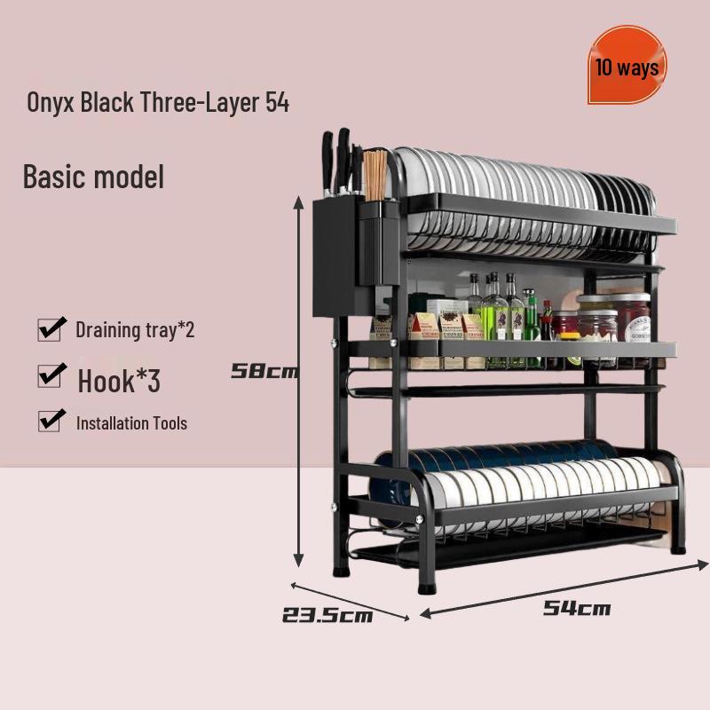 Carbon Steel Multi-Layer Kitchen Organizer Dish Drainer Rack