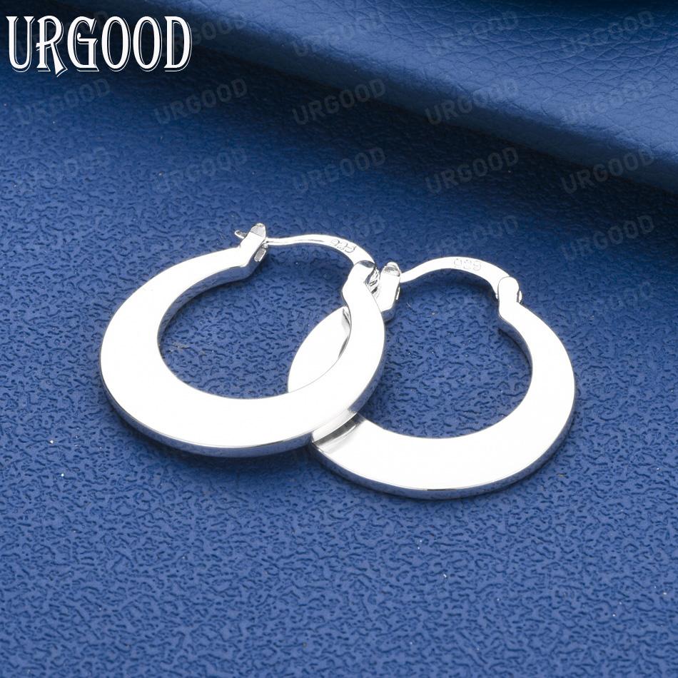 925 Sterling Silver Fashion Gift 25mm Moon-Shaped Pierced Earrings Wedding Jewelry