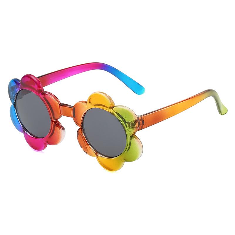 Kids Flower Sunglasses Rainbow Colorful Cute Round Kid Eyewear For Toddler Kids Boy Girls Outdoor Activities