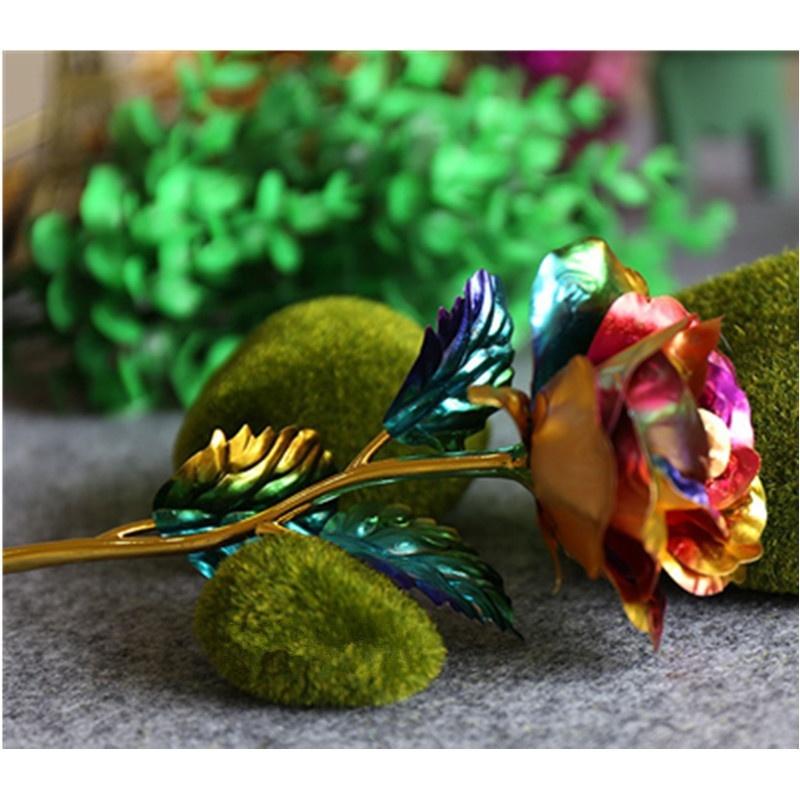 Rosa Placcata Oro Multicolor Romantico Regalo per San Valentino Festa della Mamma Decorazione da Giardino Decorazione Floreale