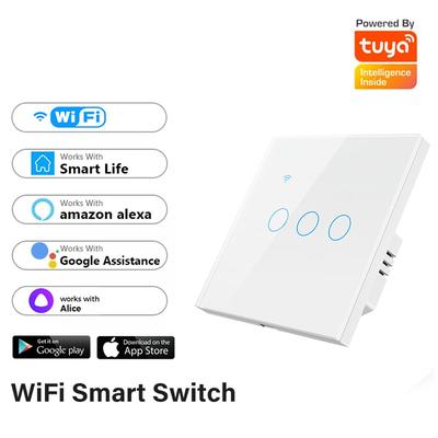 Tuya WiFi Smart-Wandschalter EU 4-fach Benötigen Neutralleiter-Touch-Schalter Smart Home-Steuerung über Smart Life Alexa Google Home