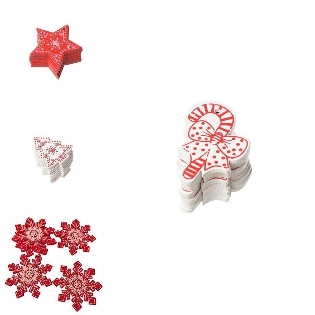 Delightful 10pcs Hanging Wooden Christmas Tree Pendants For Holiday Decorating