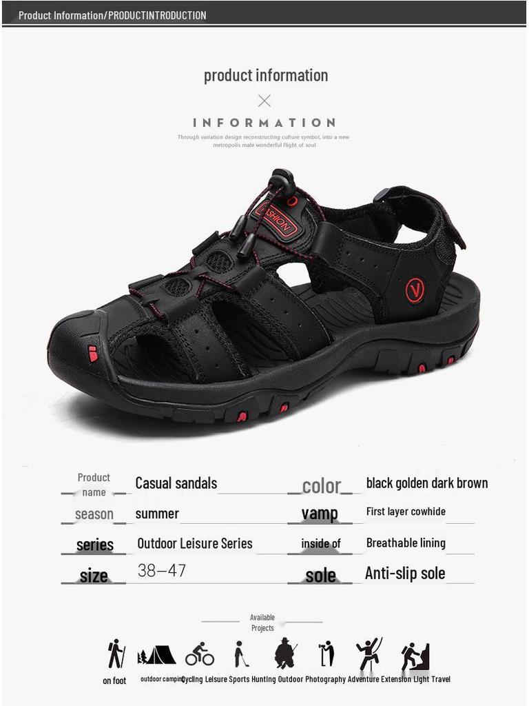 Korean Style Men's Breathable Outdoor Sports Sandals - Trendy Summer Closed-Toe Beach Shoes for Teenagers