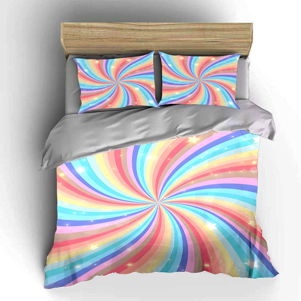 "Colorful Starburst Home Decor Set" Bedding Set with 1 Duvet Cover 2 Pillowcases Single Double King Queen, Gift