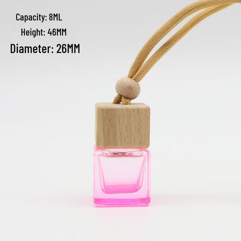 In Stock 8ml Square Car Aromatherapy Bottle - Transparent Glass Pendant Diffuser